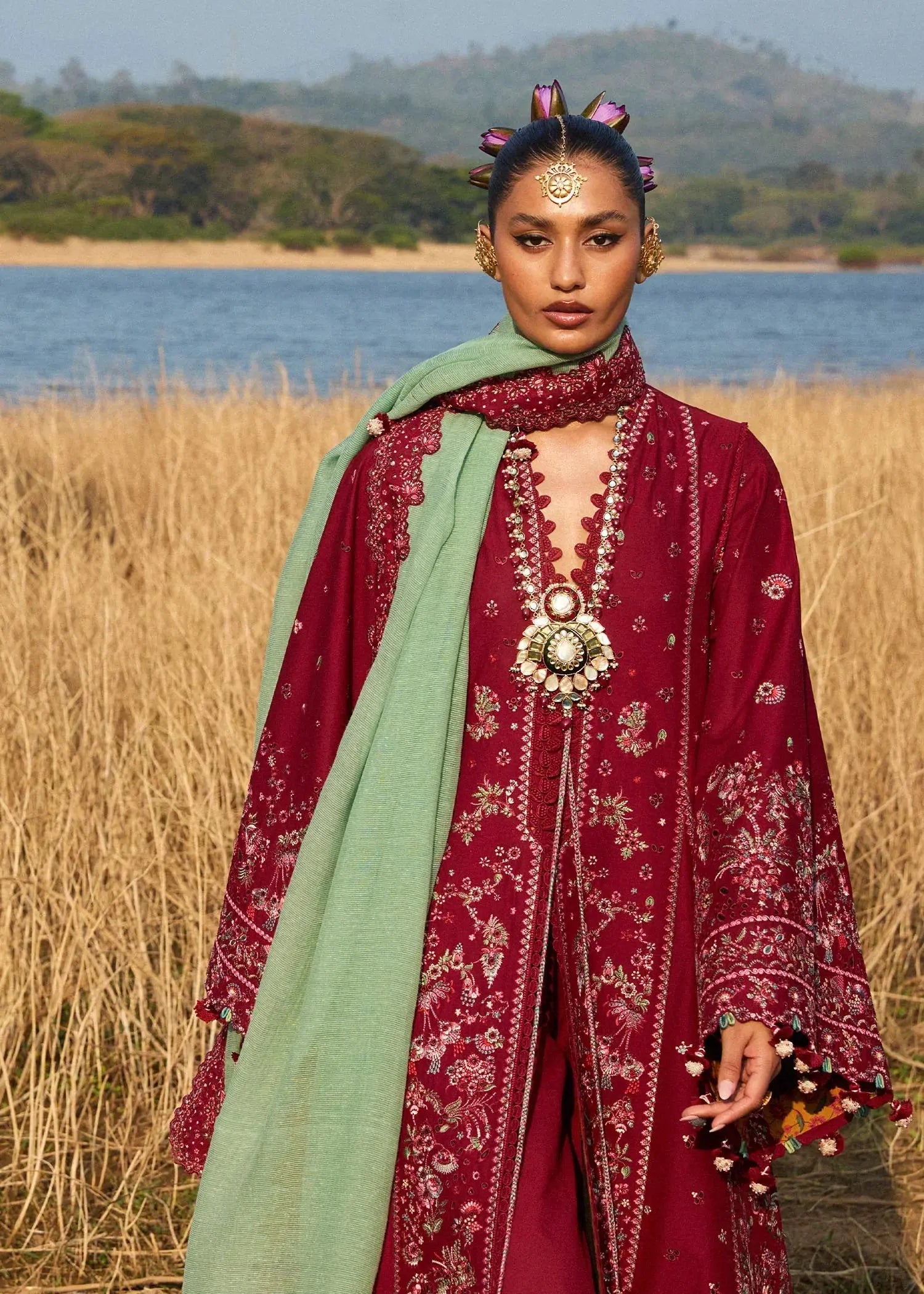 Crimson Breeze I Unstitched 3PC Marina Wool